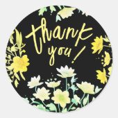 ボホサンキュー春グリーンイエローブラックフローラ ラウンドシール (正面)