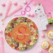 ボホサンクスギビング秋デコールウォーターカラーパンプキン ペーパープレート (パーティー)