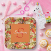 ボホサンクスギビング秋デコールウォーターカラーパンプキン ペーパープレート (パーティー)