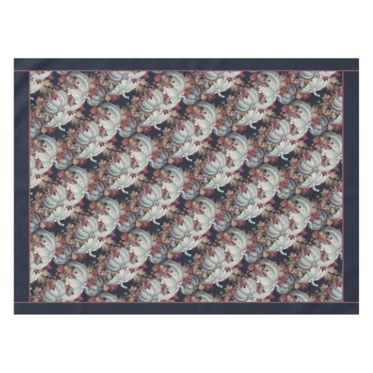 ボホサンクスギビング秋ブルーウォーターカラーパンプキン テーブルクロス (正面(横))