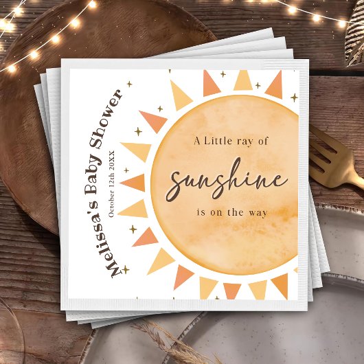 ボホサンシャインイエローベビーシャワーパーティーナプキンス スタンダードカクテルナプキン