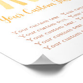 ボホサンシャインカスタムシのサイン日イエローオレンジ白 ポスター (角)