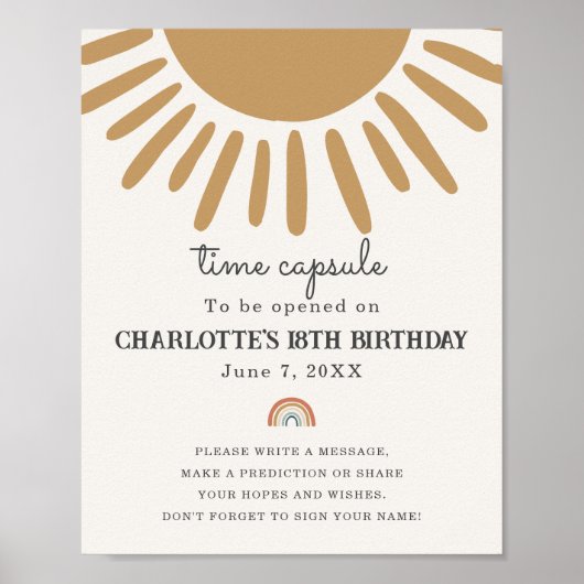 ボホサンシャインタイムカプセルパーティー標識 ポスター (正面)