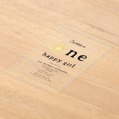 ボホサンシャインファースト誕生日ワンハッピーガールレトロ アクリル招待状 (レイダウン)