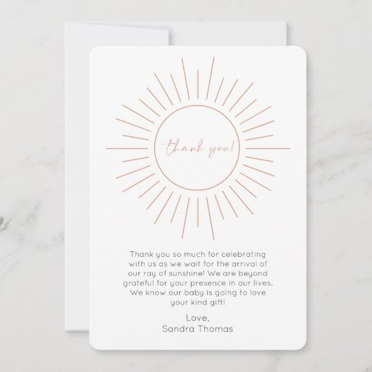 ボホサンシャインベビーシャワーサンキューカード 招待状 (正面)
