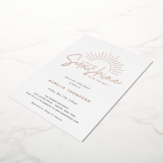 ボホサンシャインベビーシャワー 箔招待状 (回転した状態)