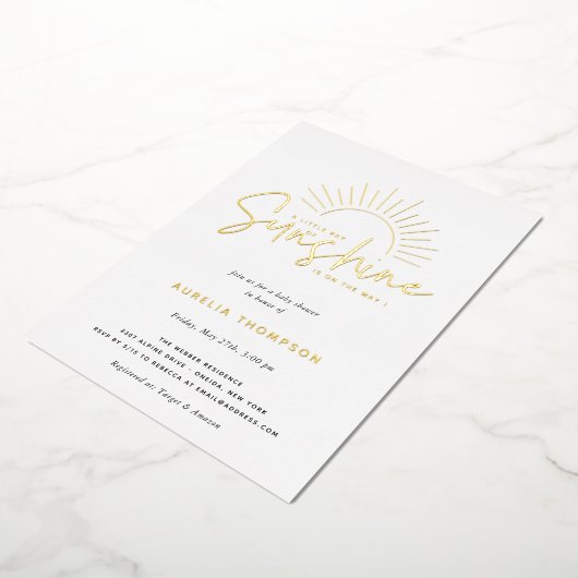 ボホサンシャインベビーシャワー 箔招待状 (回転した状態)