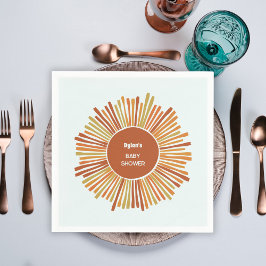 ボホサンシャインレトロイエローオレンジベビーシャワー スタンダードカクテルナプキン