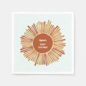 ボホサンシャインレトロイエローオレンジベビーシャワー スタンダードカクテルナプキン (正面)