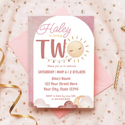 ボホサンシャイン2nd誕生日パーティー水彩 招待状