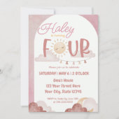 ボホサンシャイン4th誕生日パーティー水彩 招待状 (正面)