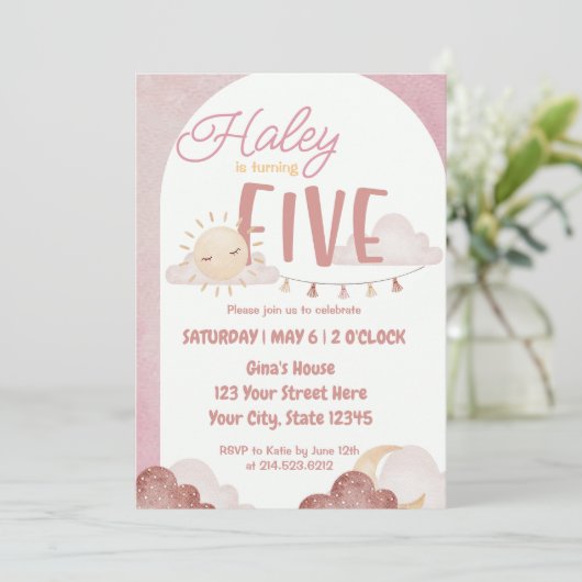 ボホサンシャイン5thバースデーパーティー水彩 招待状 (スタンド正面)