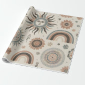 ボホサンズ、レインボウズ、花模様 ラッピングペーパー (アンロールド)