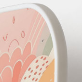 ボホサンセットピーチ&ピンクパーソナライズされた抽象芸術 ピックルボールラケット (左詳細)