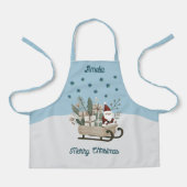 ボホサンタオンスレイとギフトスノーフレーク名 エプロン (正面)