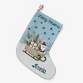 ボホサンタオンスレイとギフトスノーフレーク名 スモールクリスマスストッキング (正面 (吊り時))