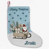 ボホサンタオンスレイとギフトスノーフレーク名 スモールクリスマスストッキング (正面)