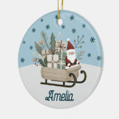 ボホサンタオンスレイとギフトスノーフレーク名 セラミックオーナメント (左)