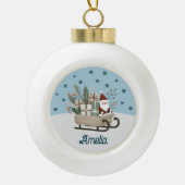 ボホサンタオンスレイとギフトスノーフレーク名 セラミックボールオーナメント (正面)