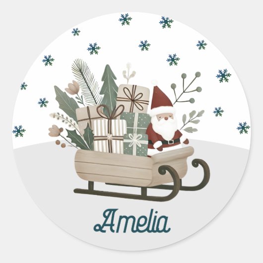 ボホサンタオンスレイとギフトスノーフレーク名 ラウンドシール (正面)
