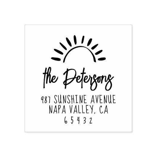 ボホサンファミリーモダン名可愛い差出人住所 ラバースタンプ (インプリント)