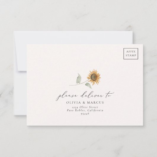 ボホサンフラワーゴールデンレイズフローラエレガントな結婚式 出欠カード (裏面)