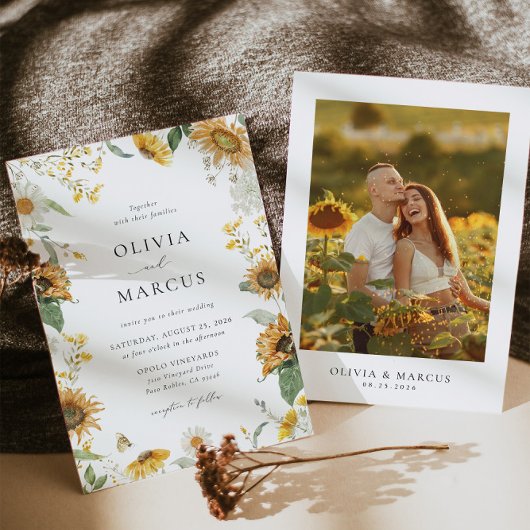 ボホサンフラワーゴールデンレイズフローラエレガントな結婚式 招待状