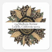 ボホサンフラワースクエア差出人住所ラベル スクエアシール (正面)