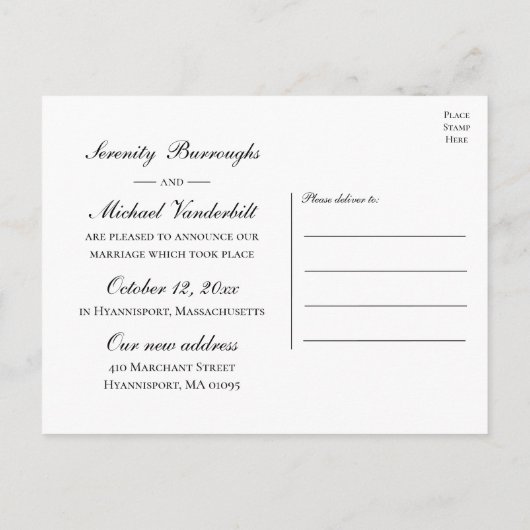 ボホサンフラワーズイエローフローラ結婚たった今結婚しました 案内ポストカード (裏面)