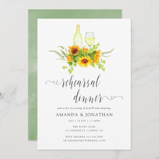 ボホサンフラワーズリハーサルディナーワインテイスティング 招待状 (正面/裏面)