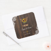 ボホサンフラワーズ〔雄ジカの〕枝角ウッドレースウェディングI DO BBQ スクエアシール (封筒)