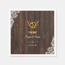 ボホサンフラワーズ〔雄ジカの〕枝角ウッドレースI do BBQ スタンダードカクテルナプキン