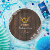 ボホサンフラワーズ〔雄ジカの〕枝角ウッドレースI DO BBQ ペーパープレート (パーティー)