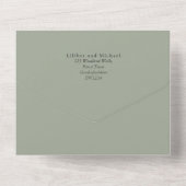 ボホサンフラワーセージ緑結婚草 オールインワン招待状 (裏面)