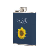 ボホサンフラワーネイビーブルーエレガントパーソナライズされた フラスク (左)