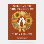 ボホサンフラワーパンプキンリース秋の結婚式 アクリルサイン (正面)