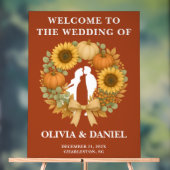 ボホサンフラワーパンプキンリース秋の結婚式 アクリルサイン (ニュートラル)