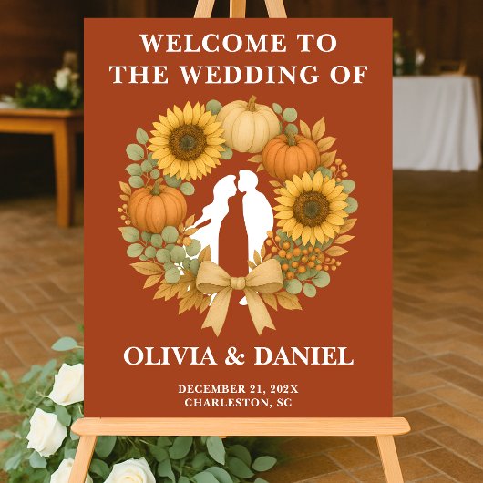 ボホサンフラワーパンプキンリース秋の結婚式 アクリルサイン