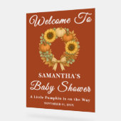 ボホサンフラワーパンプキンリース秋ベビーシャワー アクリルサイン (傾斜)