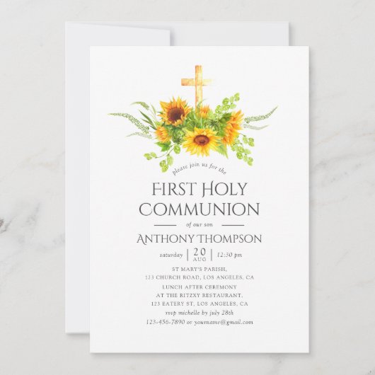 ボホサンフラワーファースト聖餐式 招待状 (正面)