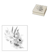 ボホサンフラワーブーケ名前をカスタムする ラバースタンプ (押印)