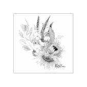 ボホサンフラワーブーケ名前をカスタムする ラバースタンプ (インプリント)