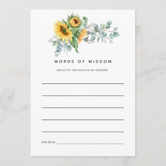 ボホサンフラワーユーカリブライダルシャワー アドバイスカード (正面)