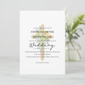 ボホサンフラワー素朴ウッドクロス結婚ズ 招待状 (スタンド正面)