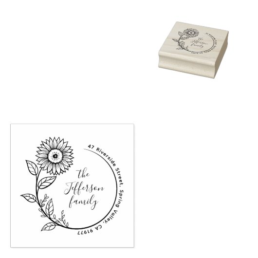 ボホサンフラワー素朴ファミリー差出人住所 ラバースタンプ (押印)