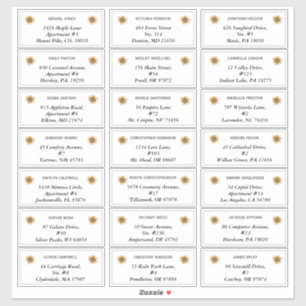 ボホサンフラワー結婚ズゲスト住所 シール