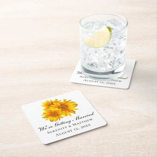 ボホサンフラワー結婚フローラ婚約パーティ スクエアペーパーコースター (インサイチュ)