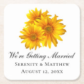 ボホサンフラワー結婚フローラ婚約パーティ スクエアペーパーコースター (正面)