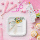 ボホサンフラワー&ピンク牡丹シャワパーソナライズされたー ペーパープレート (パーティー)