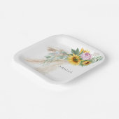 ボホサンフラワー&ピンク牡丹シャワパーソナライズされたー ペーパープレート (傾斜あり)